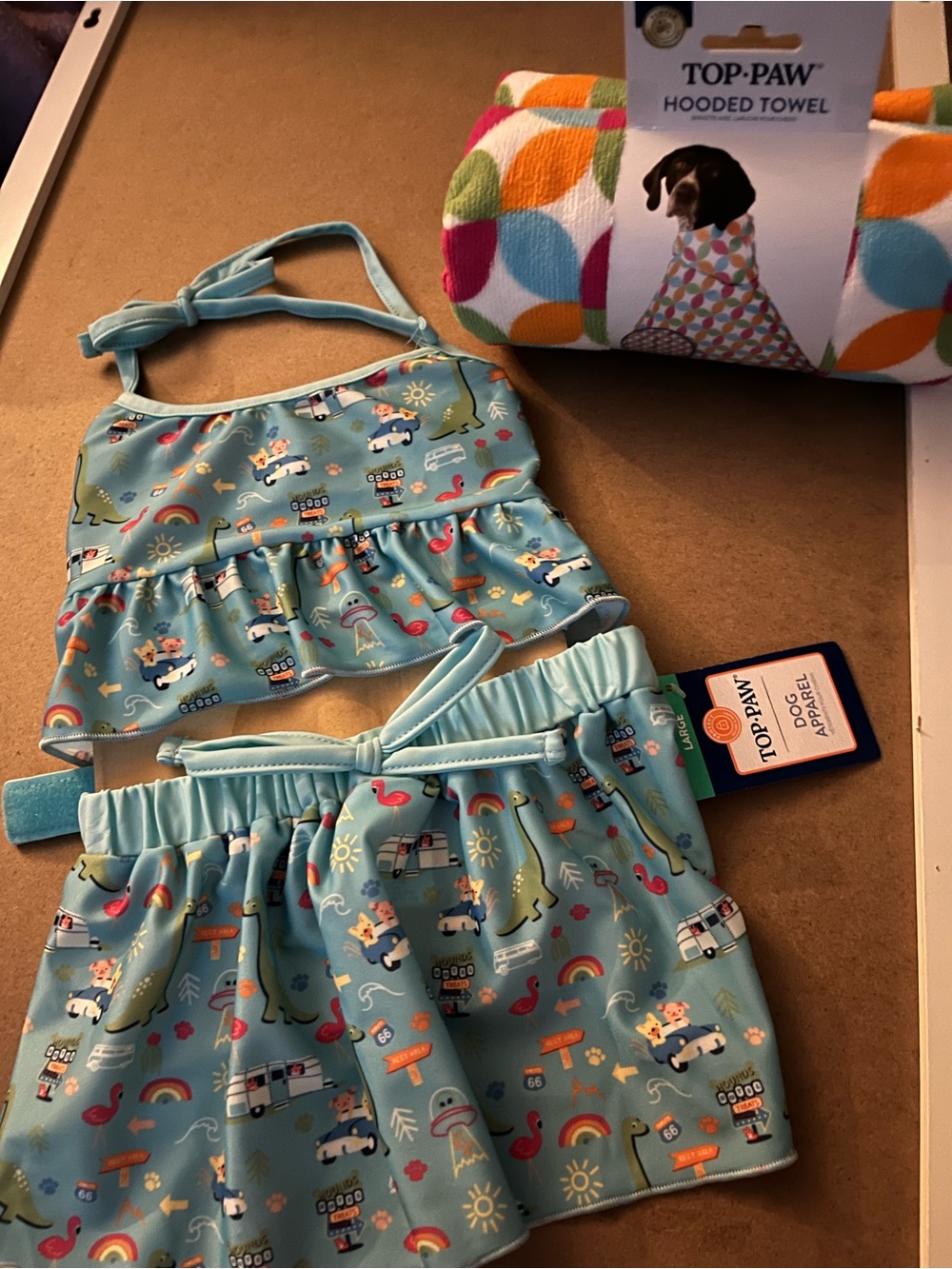 Top Paw Aqua Printed Dog Two-Piece Swim Outfit